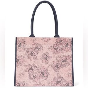 BS Floral Tote Large Black Trim/Handles